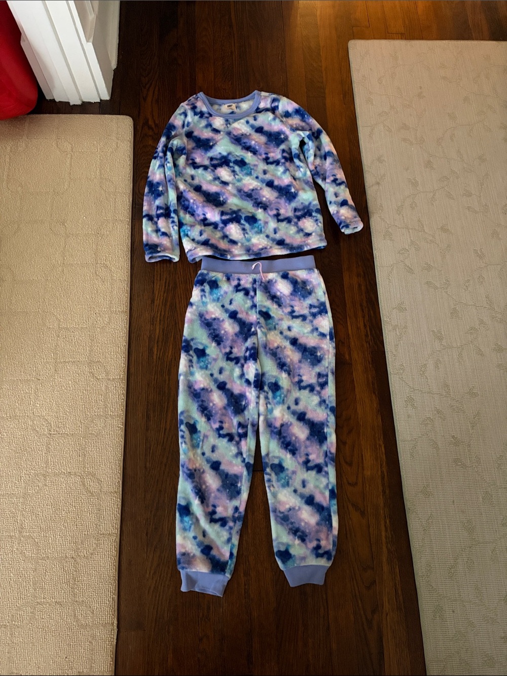 Lands' End Kids Tie-Dye Fleece Pajama Set - Blue & Purple